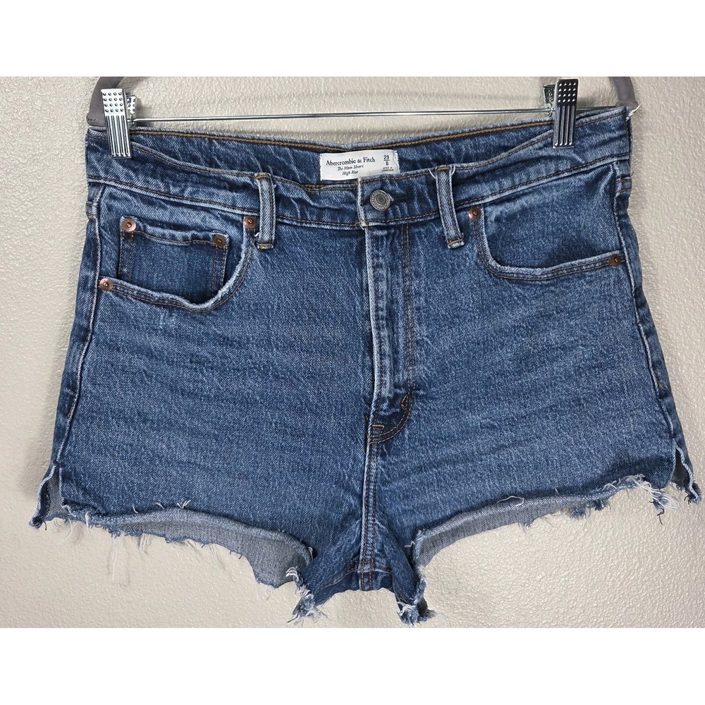 Abercrombie & Fitch Mom Shorts High Rise Denim Cutoff Blue Women's Size 29/8
